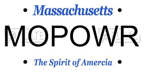 MOPOWR Massachusetts License Plate