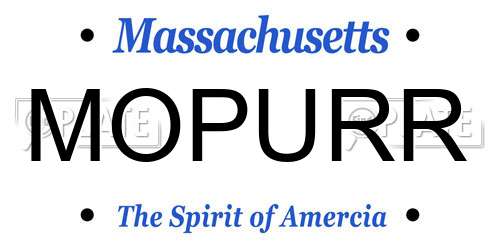 MOPURR Massachusetts License Plate