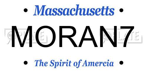 MORAN7 Massachusetts License Plate