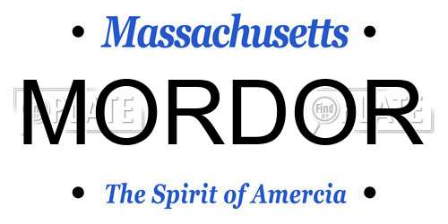 MORDOR Massachusetts License Plate