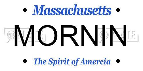 MORNIN Massachusetts License Plate