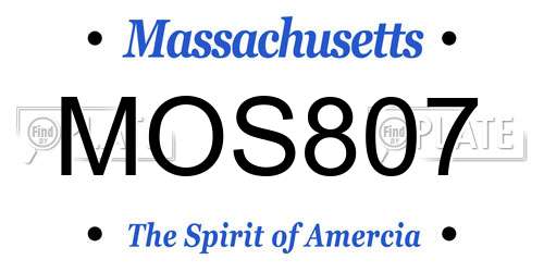 MOS807 Massachusetts License Plate
