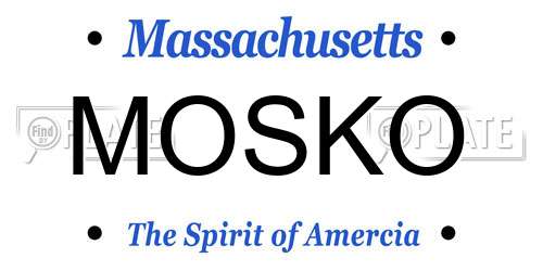 MOSKO Massachusetts License Plate