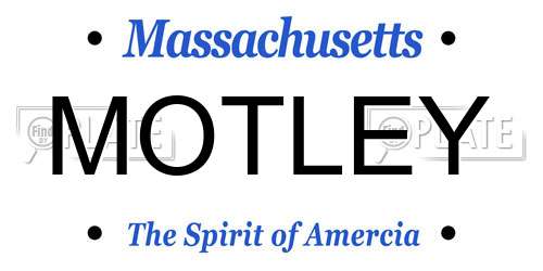 MOTLEY Massachusetts License Plate