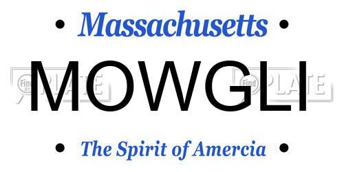 MOWGLI Massachusetts License Plate