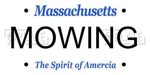 MOWING Massachusetts License Plate