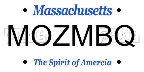 MOZMBQ Massachusetts License Plate