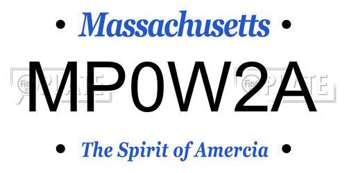 MP0W2A Massachusetts License Plate