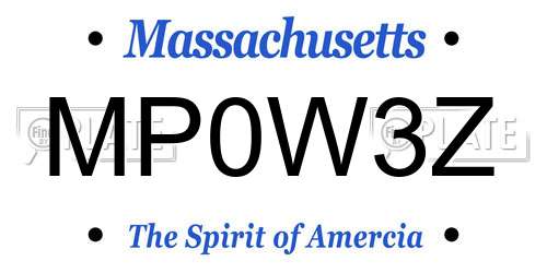 MP0W3Z Massachusetts License Plate