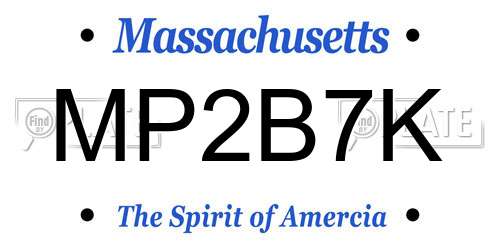 MP2B7K Massachusetts License Plate
