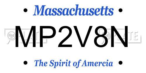 MP2V8N Massachusetts License Plate