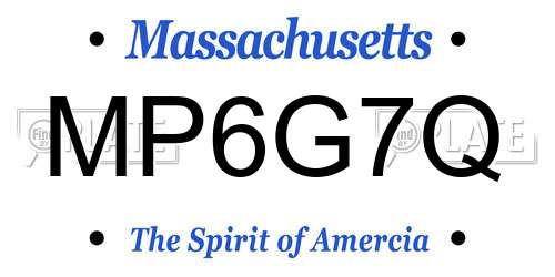 MP6G7Q Massachusetts License Plate