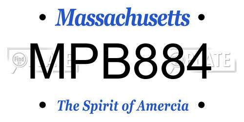 MPB884 Massachusetts License Plate
