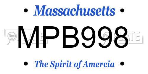 MPB998 Massachusetts License Plate