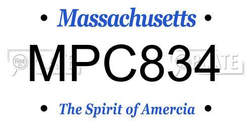 MPC834 Massachusetts License Plate