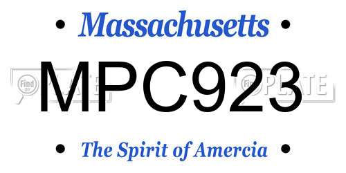 MPC923 Massachusetts License Plate