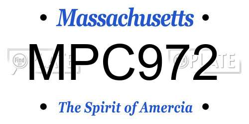 MPC972 Massachusetts License Plate