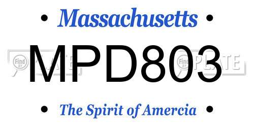 MPD803 Massachusetts License Plate