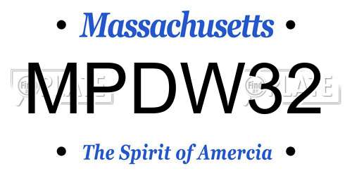MPDW32 Massachusetts License Plate