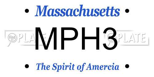 MPH3 Massachusetts License Plate
