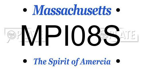 MPI08S Massachusetts License Plate