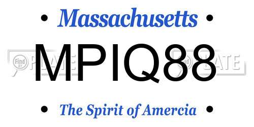 MPIQ88 Massachusetts License Plate