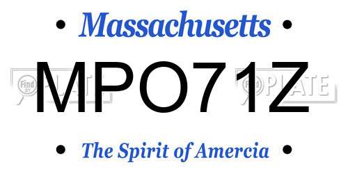 MPO71Z Massachusetts License Plate