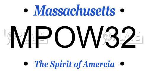 MPOW32 Massachusetts License Plate
