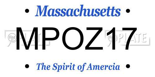 MPOZ17 Massachusetts License Plate
