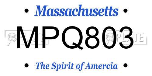 MPQ803 Massachusetts License Plate