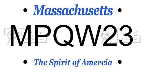 MPQW23 Massachusetts License Plate