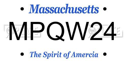 MPQW24 Massachusetts License Plate