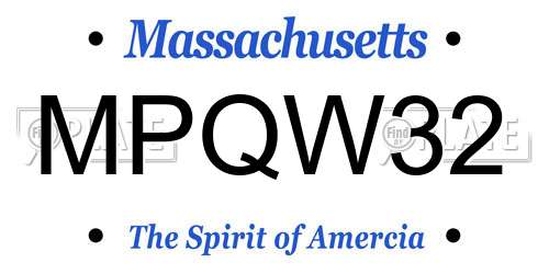 MPQW32 Massachusetts License Plate