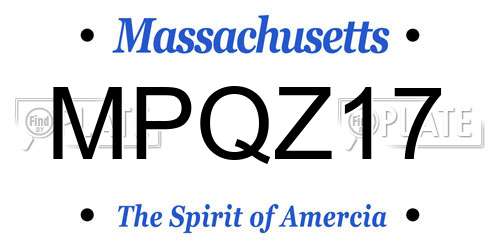 MPQZ17 Massachusetts License Plate