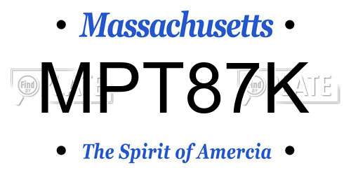MPT87K Massachusetts License Plate