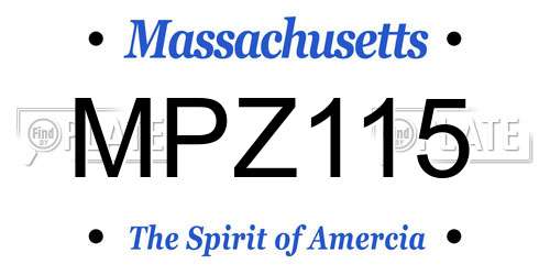 MPZ115 Massachusetts License Plate