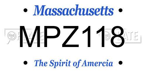 MPZ118 Massachusetts License Plate
