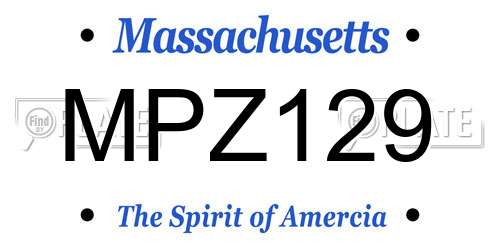 MPZ129 Massachusetts License Plate