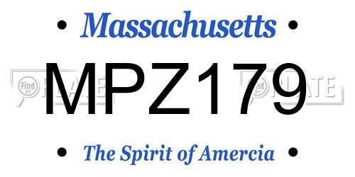MPZ179 Massachusetts License Plate