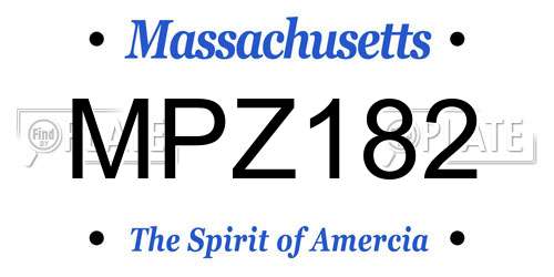 MPZ182 Massachusetts License Plate