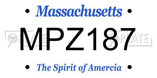 MPZ187 Massachusetts License Plate