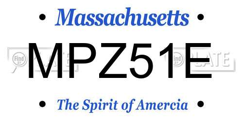 MPZ51E Massachusetts License Plate