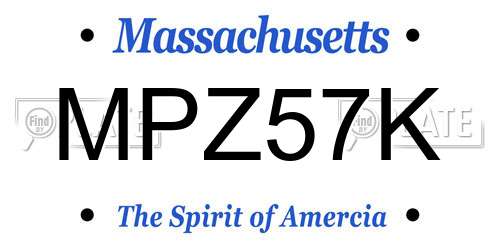 MPZ57K Massachusetts License Plate