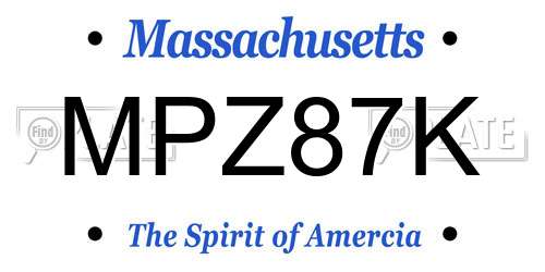MPZ87K Massachusetts License Plate
