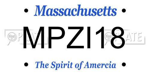 MPZI18 Massachusetts License Plate