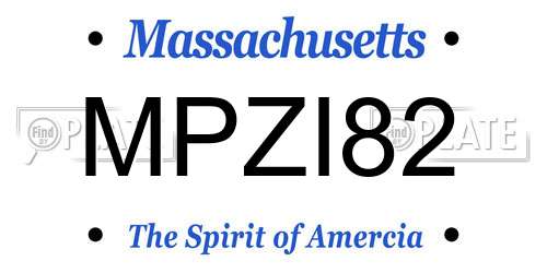 MPZI82 Massachusetts License Plate