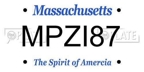 MPZI87 Massachusetts License Plate