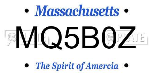MQ5B0Z Massachusetts License Plate