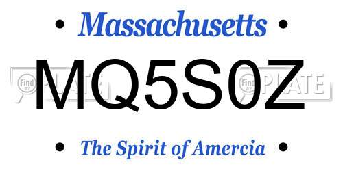 MQ5S0Z Massachusetts License Plate