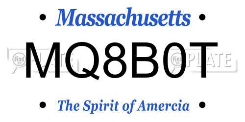 MQ8B0T Massachusetts License Plate